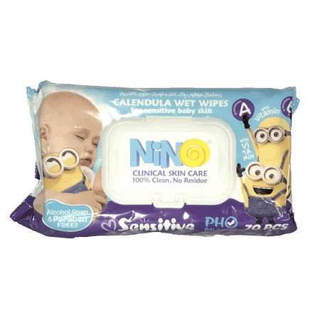 دستمال مرطوب درب دار کودک نینو باعصاره کالاندولا فاقد اسانس